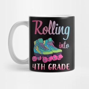 Rollerblading Students Rolling Into 4th Grade Happy First Day Of School Mug